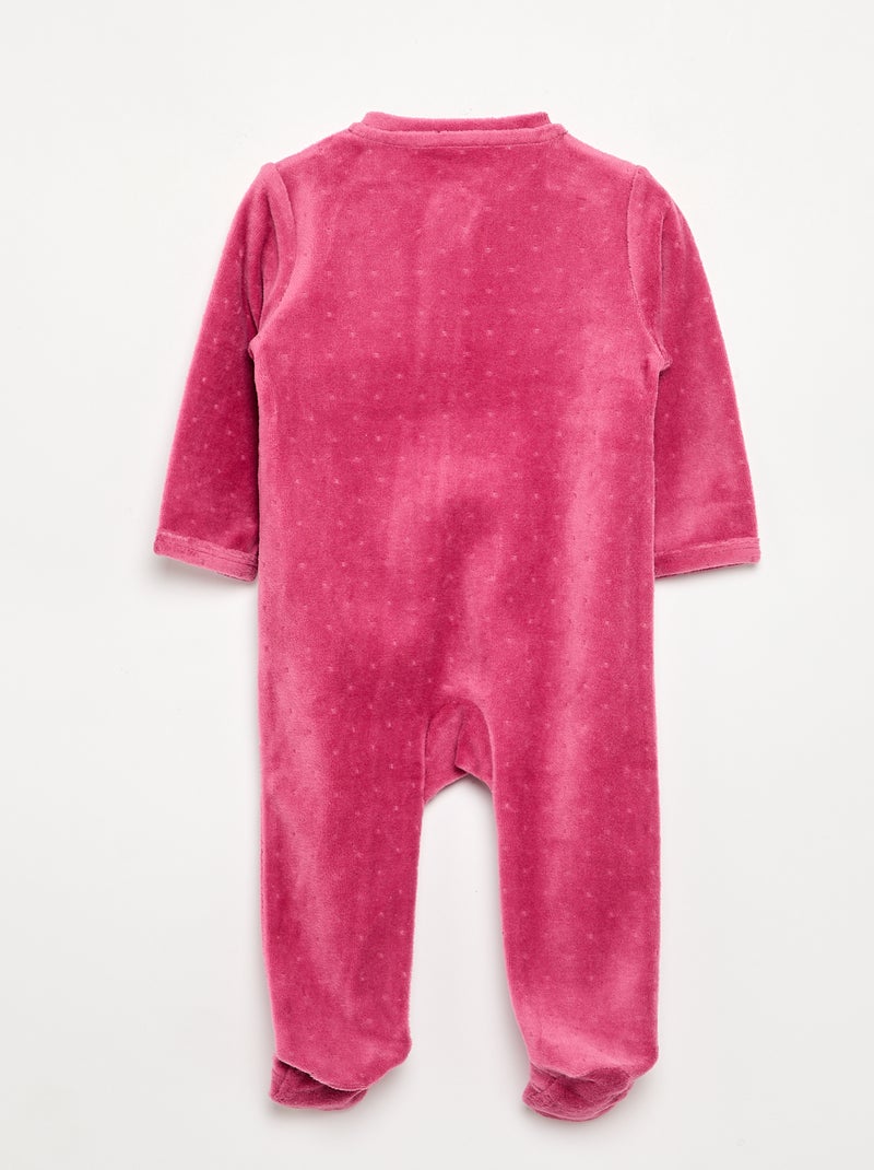 Pijama macacão de veludo canelado Fúcsia - Kiabi