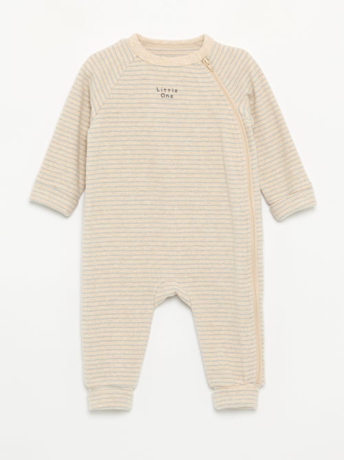 Pijama macacão de veludo de manga comprida e sem pés - Kiabi Pijama macacão de veludo de manga comprida e sem pés - Kiabi