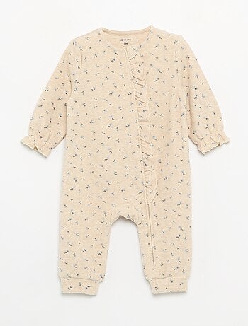 Pijama-macacão de veludo de manga comprida sem pés