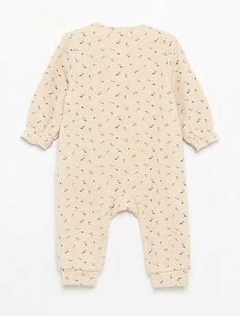 Pijama-macacão de veludo de manga comprida sem pés