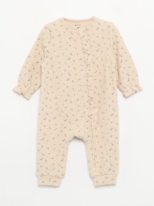 Pijama-macacão de veludo de manga comprida sem pés - Kiabi Pijama-macacão de veludo de manga comprida sem pés - Kiabi