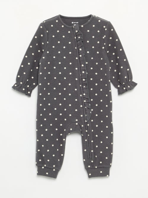 Pijama-macacão de veludo de manga comprida sem pés - Kiabi Pijama-macacão de veludo de manga comprida sem pés - Kiabi