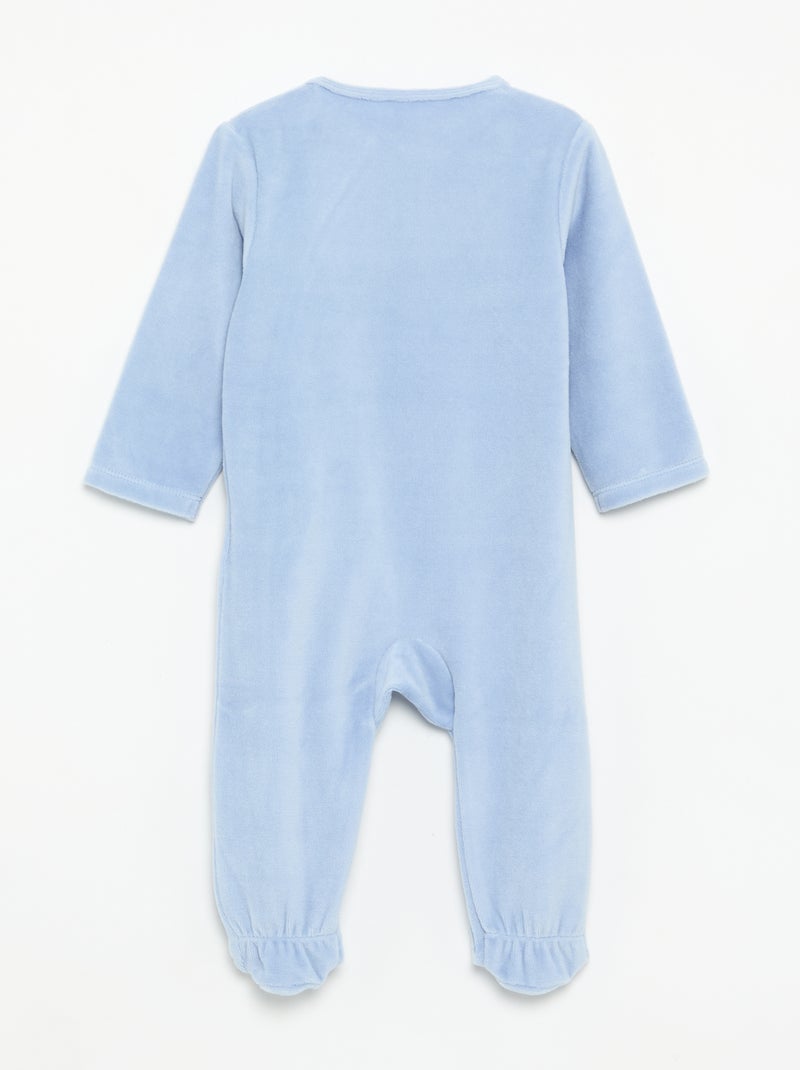 Pijama-macacão 'Disney' de manga comprida de veludo Azul - Kiabi