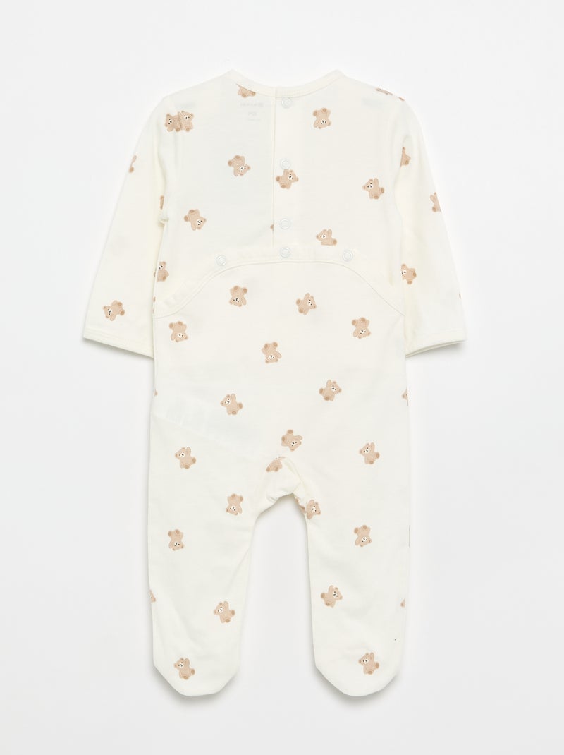 Pijama macacão em jersey de algodão Branco - Kiabi