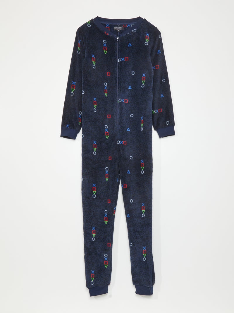 Pijama-macacão 'gamer' AZUL - Kiabi
