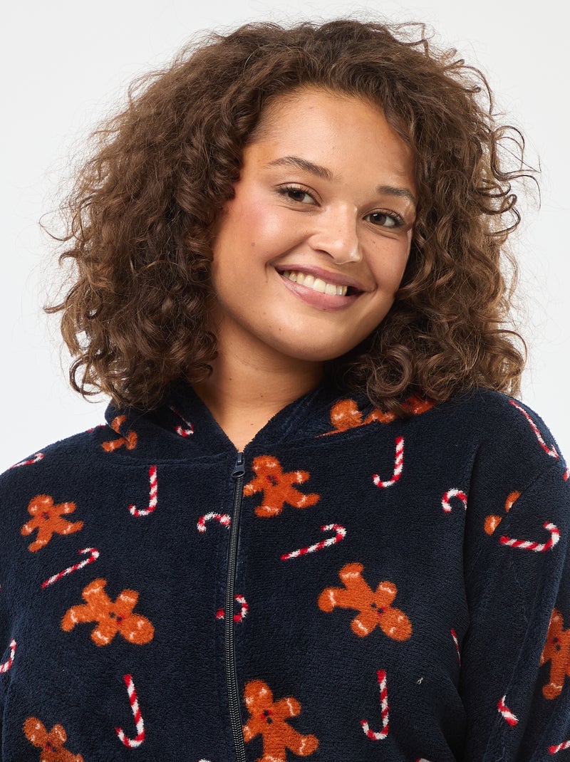 Pijama Macacão Polar 'Natal' com Estampa - 2 peças Azul - Kiabi