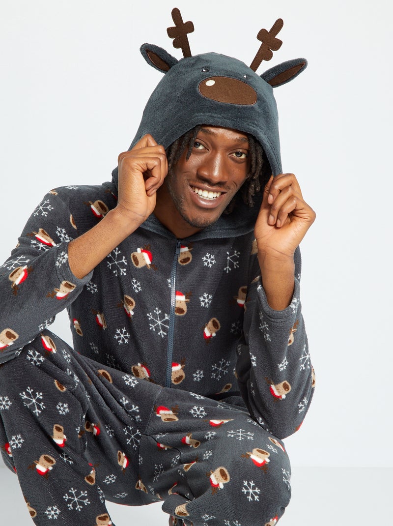 Pijama macacão 'rena' Cinza - Kiabi