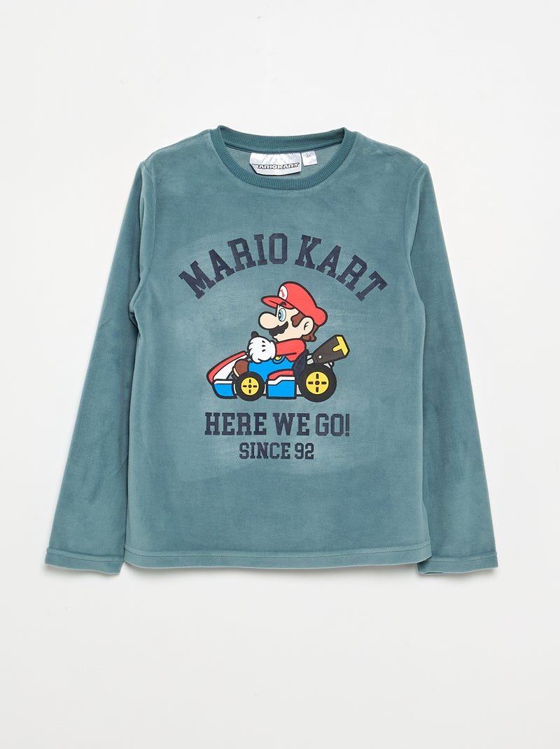 Pijama 'Mario Kart' de 2 peças - T-shirt de manga comprida + calças Azul - Kiabi
