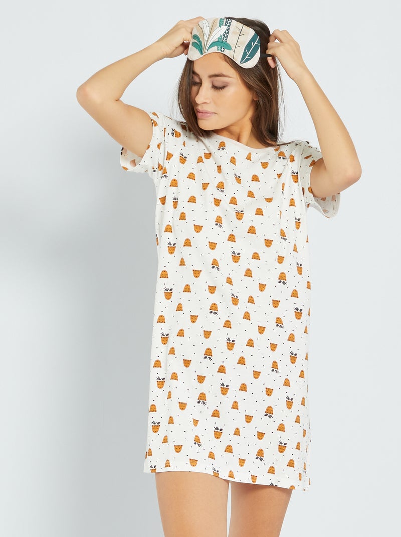 Pijama + máscara de noite bege - Kiabi