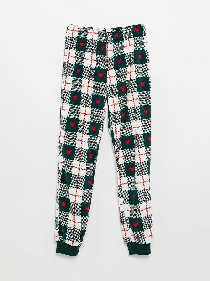 Pijama menino "Disney" "Mickey" "Natal" 2 peças em polar - T-shirt manga comprida + calças Verde escuro - Kiabi