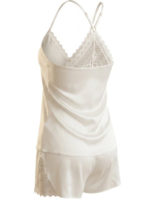 Pijama mulher acetinado top de alças renda decote em v toque de seda ozabi - Kiabi