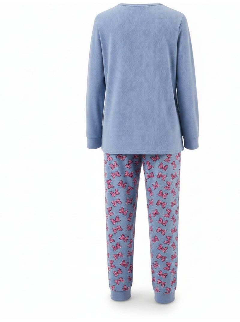 Pijama mulher algodão polar bordado lurex ozabi Azul - Kiabi