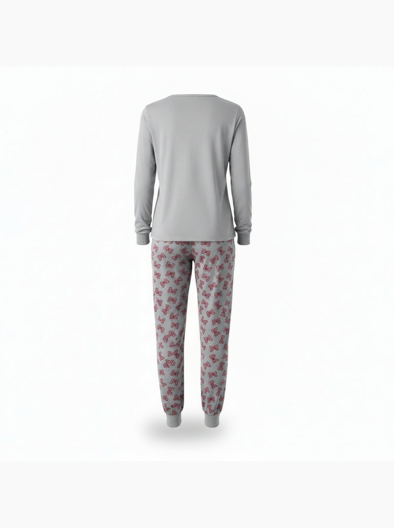 Pijama mulher algodão polar bordado lurex ozabi Cinza - Kiabi