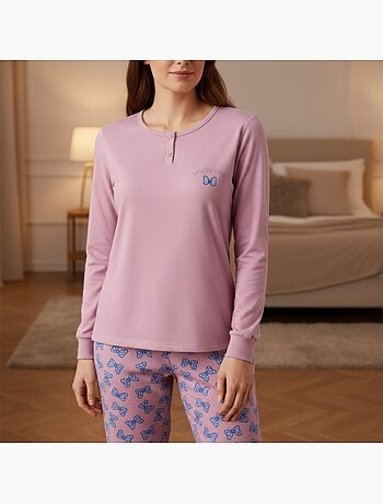 Pijama mulher algodão polar bordado lurex ozabi