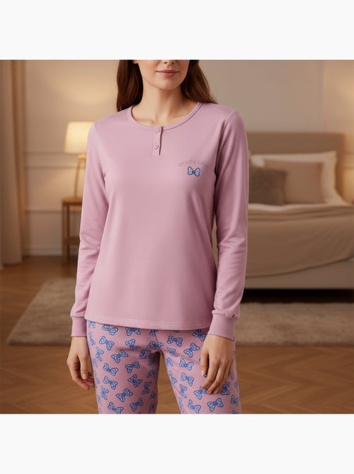 Pijama mulher algodão polar bordado lurex ozabi - Kiabi