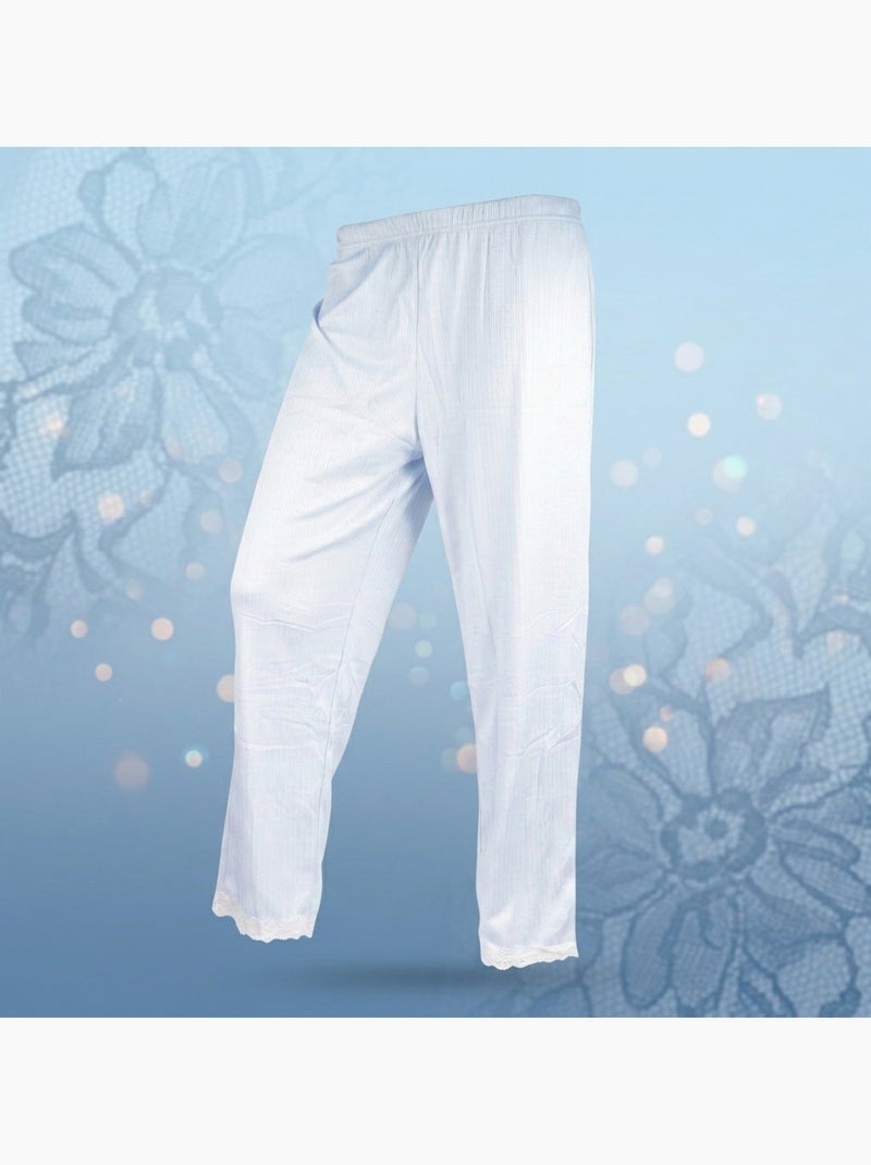 Pijama Mulher Comprido Abotoado Renda Tecido Ultra Leve OZABI Azul - Kiabi