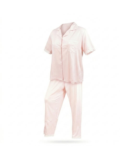 Pijama Mulher Comprido Abotoado Renda Tecido Ultra Leve OZABI - Kiabi