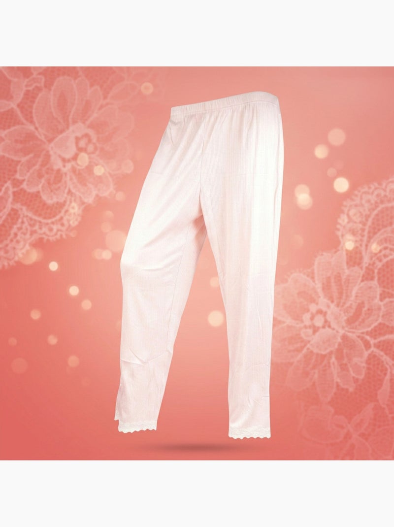 Pijama Mulher Comprido Abotoado Renda Tecido Ultra Leve OZABI Rosa - Kiabi