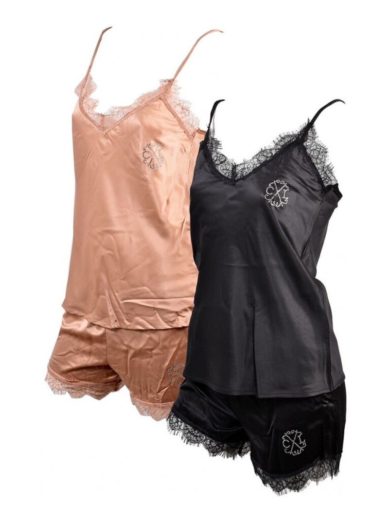 Pijama Mulher CXL By LACROIX - Pack de 2 Preto Castanho - Kiabi
