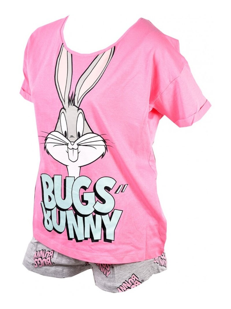 Pijama Mulher LOONEY TUNES Rosa Preto Branco Cinza - Kiabi