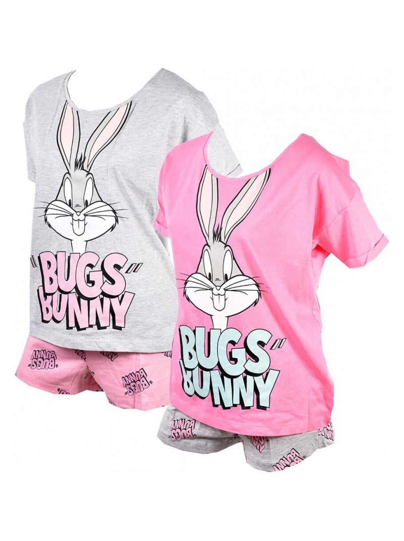 Pijama Mulher LOONEY TUNES Rosa Preto Branco Cinza - Kiabi