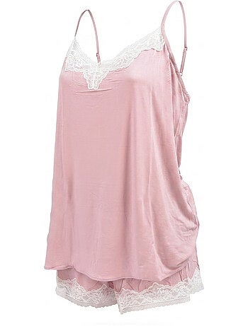 Pijama Mulher Viscose Decote em V Renda Toque Suave OZABI