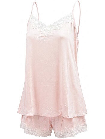 Pijama Mulher Viscose Decote em V Renda Toque Suave OZABI