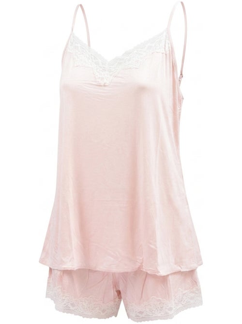 Pijama Mulher Viscose Decote em V Renda Toque Suave OZABI - Kiabi Pijama Mulher Viscose Decote em V Renda Toque Suave OZABI - Kiabi