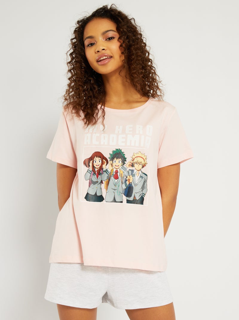 Pijama 'My Hero Academia' - 2 peças Rosa/ Cinza - Kiabi