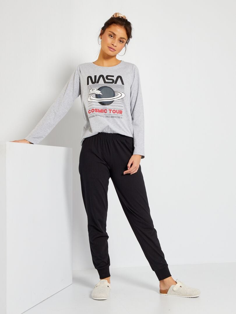 Pijama 'NASA' Cinza/ Preto - Kiabi