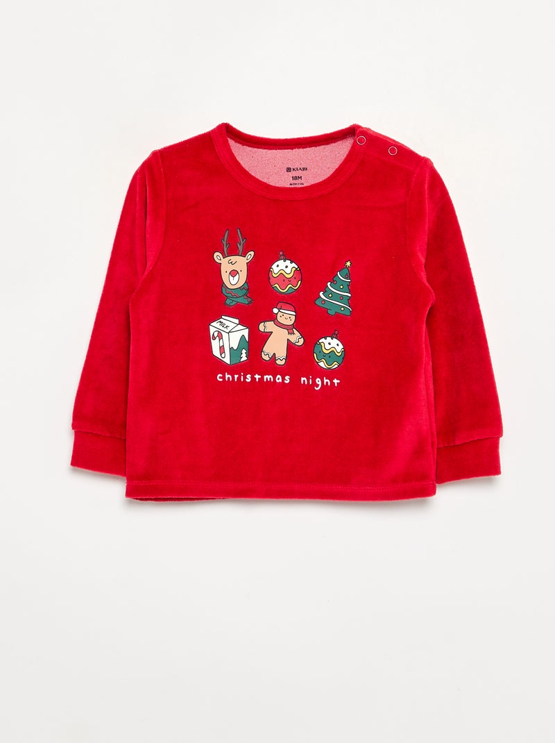 Pijama 'Natal' de 2 peças - Sweatshirt + calças Vermelho - Kiabi