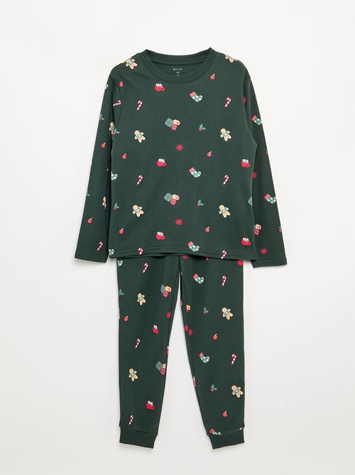 Pijama \'Natal\' de 2 peças - T-shirt de manga comprida + calças - Kiabi