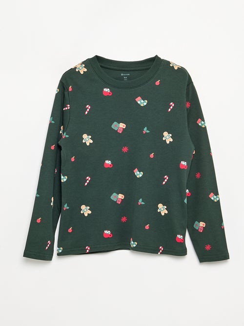 Pijama \'Natal\' de 2 peças - T-shirt de manga comprida + calças - Kiabi