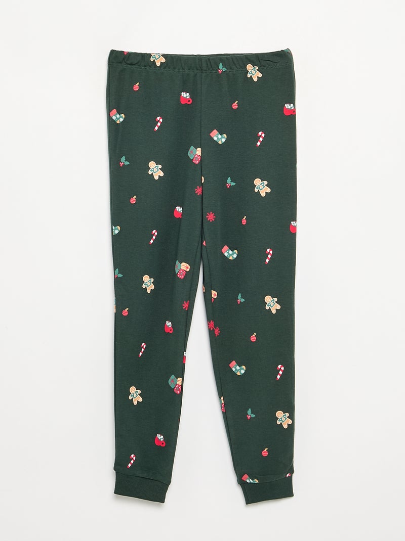 Pijama \'Natal\' de 2 peças - T-shirt de manga comprida + calças Verde - Kiabi