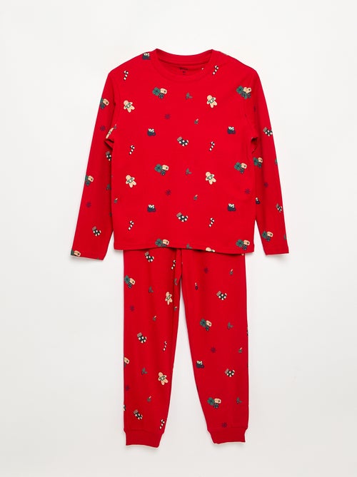 Pijama \'Natal\' de 2 peças - T-shirt de manga comprida + calças - Kiabi