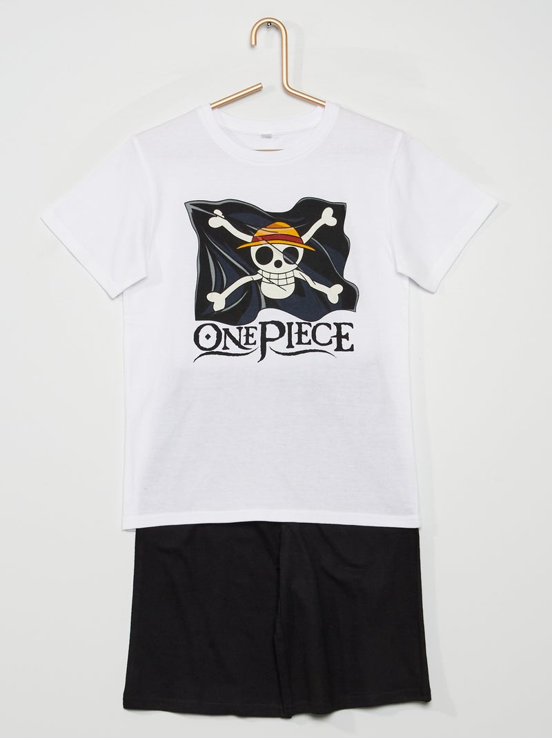 Pijama 'One Piece' 2 peças Branco/ Preto - Kiabi