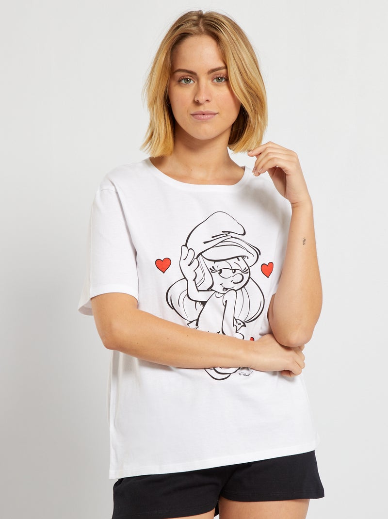 Pijama 'Os Smurfs' Branco/ Preto - Kiabi