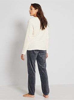 Pijama 'panda' malha de peluche - Kiabi