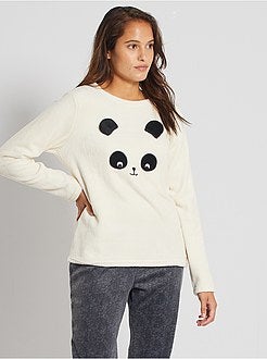 Pijama 'panda' malha de peluche - Kiabi