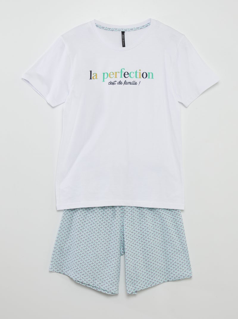 Pijama 'Perfeição é família' - 2 peças BRANCO - Kiabi