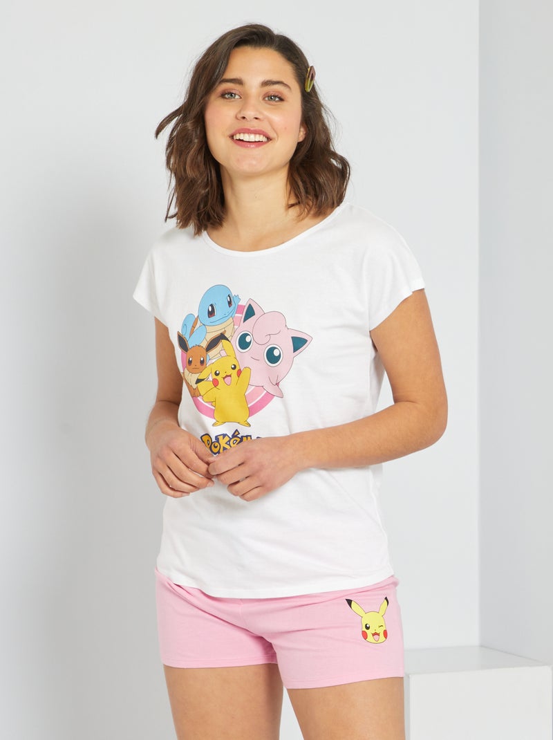 Pijama 'Pokémon' de algodão Branco/ Rosa - Kiabi
