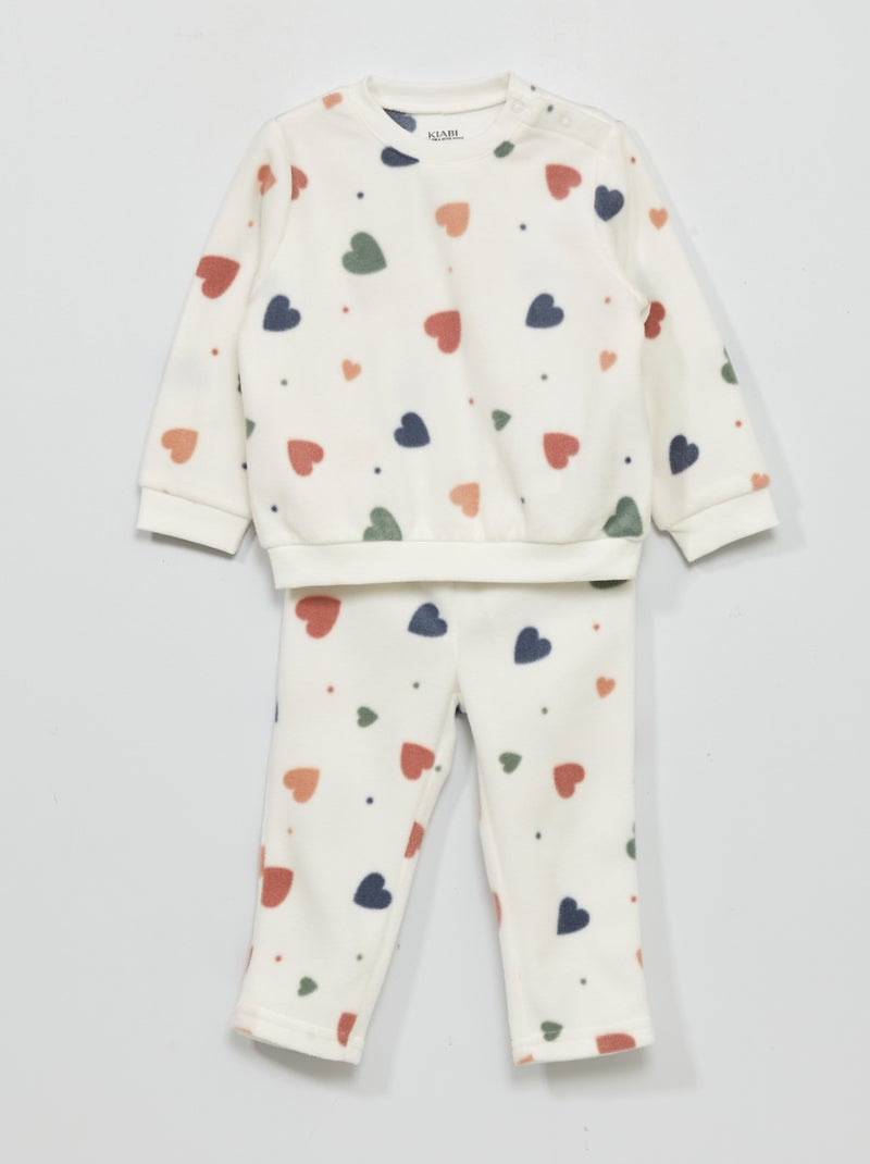Pijama polar  - 2 peças BRANCO - Kiabi