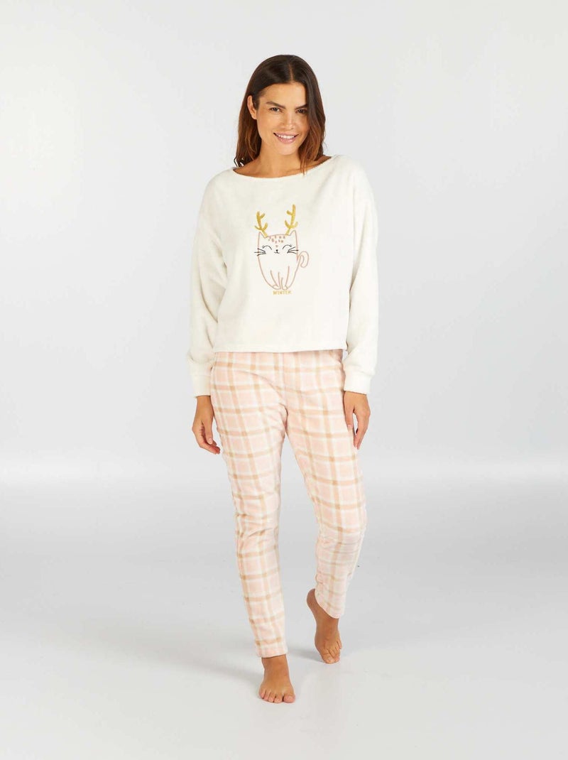 Pijama polar - 2 peças Branco - Kiabi