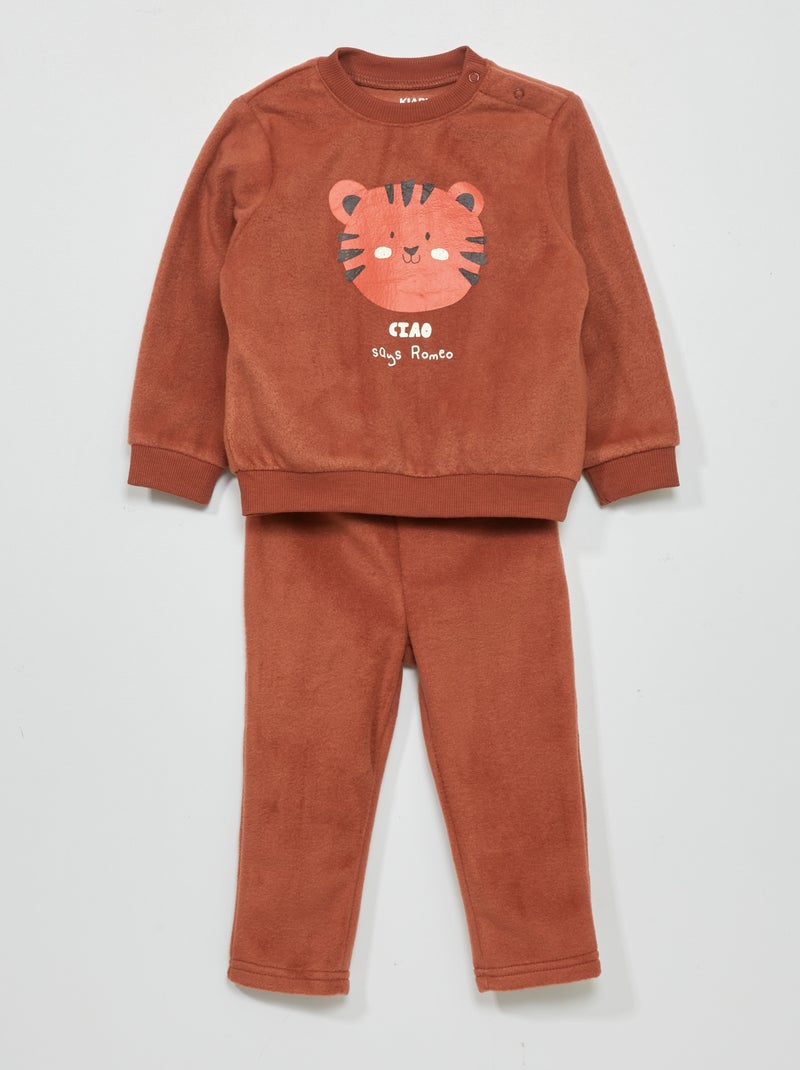 Pijama polar  - 2 peças CASTANHO - Kiabi