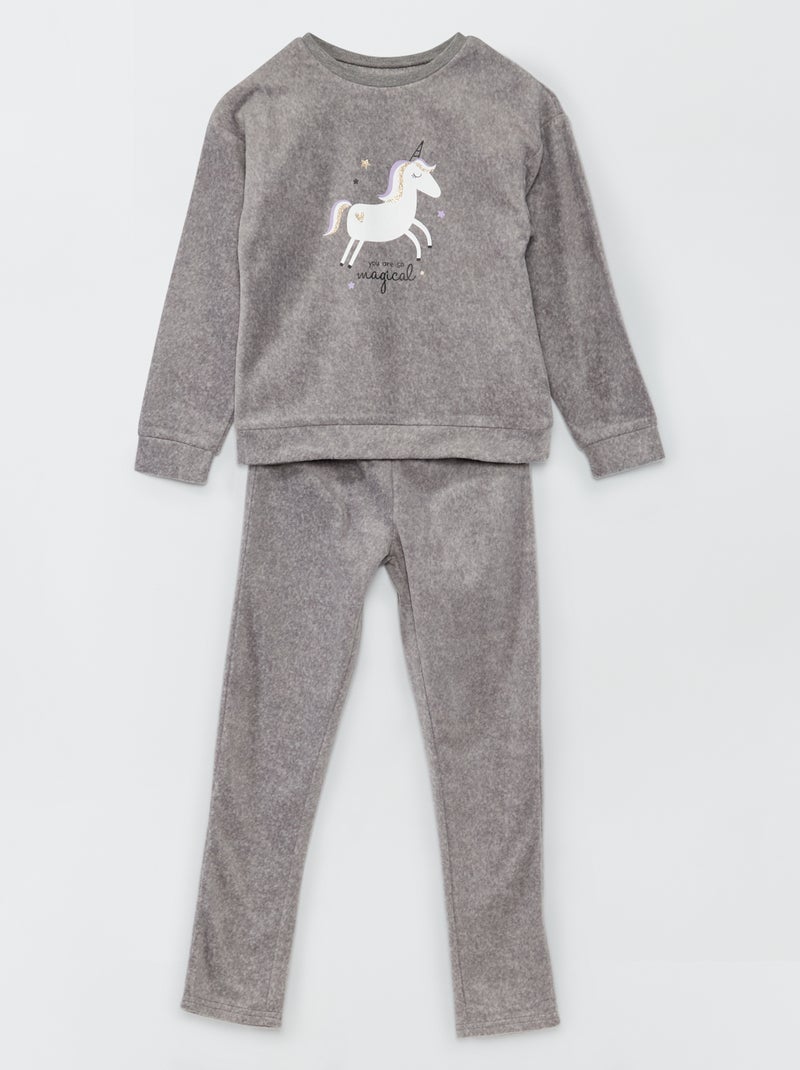 Pijama polar - 2 peças CINZA - Kiabi