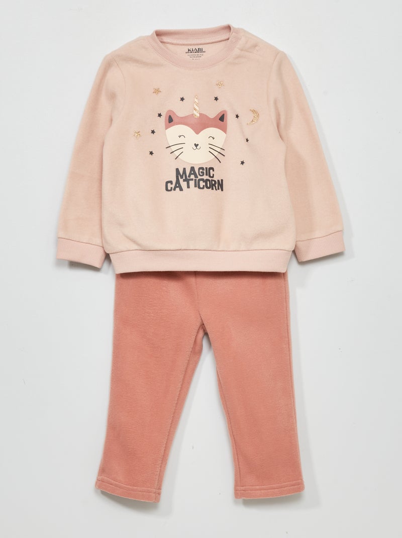 Pijama polar  - 2 peças ROSA - Kiabi