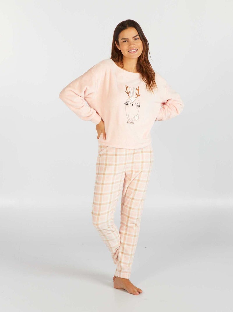 Pijama polar - 2 peças ROSA - Kiabi