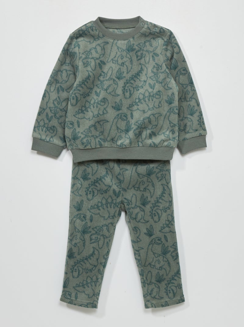 Pijama polar  - 2 peças VERDE - Kiabi