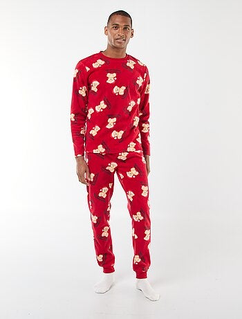 Pijama polar com padrão 'Natal' t-shirt + calças - 2 peças