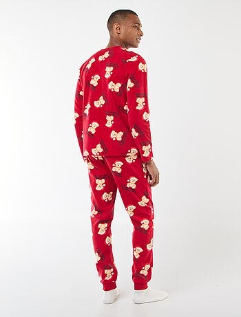 Pijama polar com padrão 'Natal' t-shirt + calças - 2 peças
